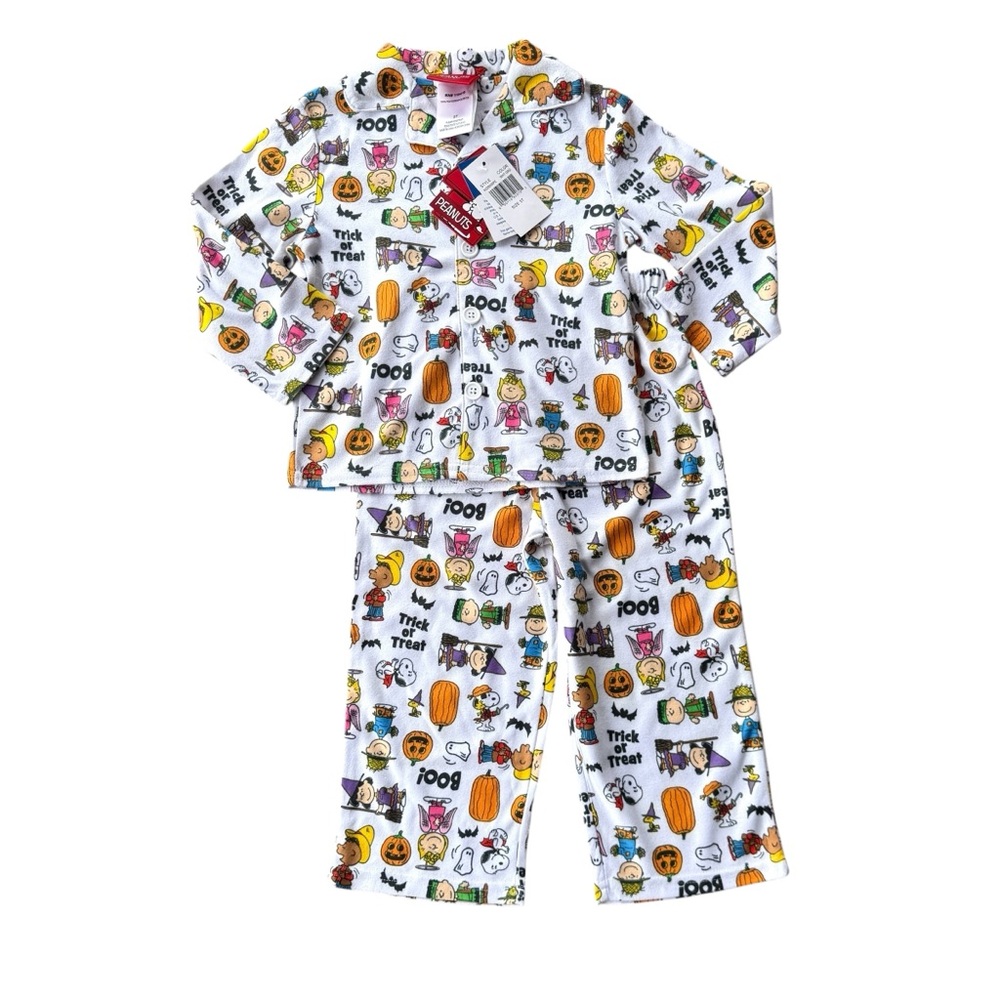Peanuts Halloween‎ Pajama Set - White with Colorful Print 3T NWT